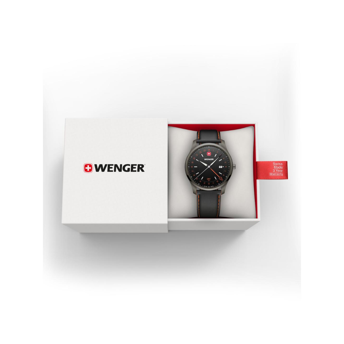 Wenger City GMT Swiss Made 42 mm Black Dial Men Watch 01.1442.106