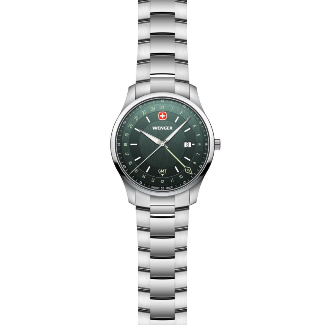 Wenger City GMT Swiss Made 42 mm Green Dial Men Watch 01.1442.107