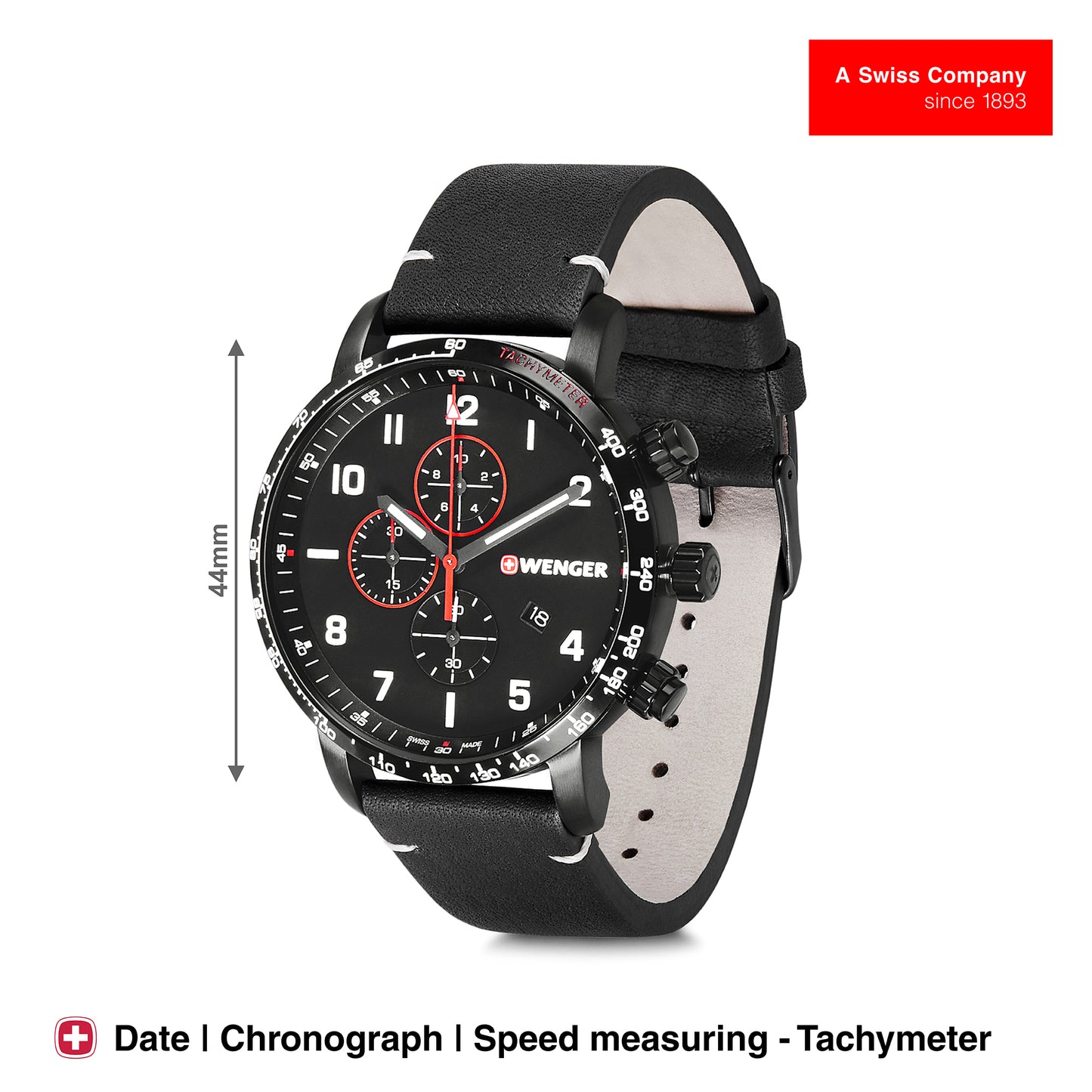Wenger Attitude Chrono 44mm Black Dial Men Watch 01.1543.106