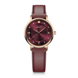 Wenger Urban Donnissima Swiss Made 35 mm red dial women's watch with red leather strap