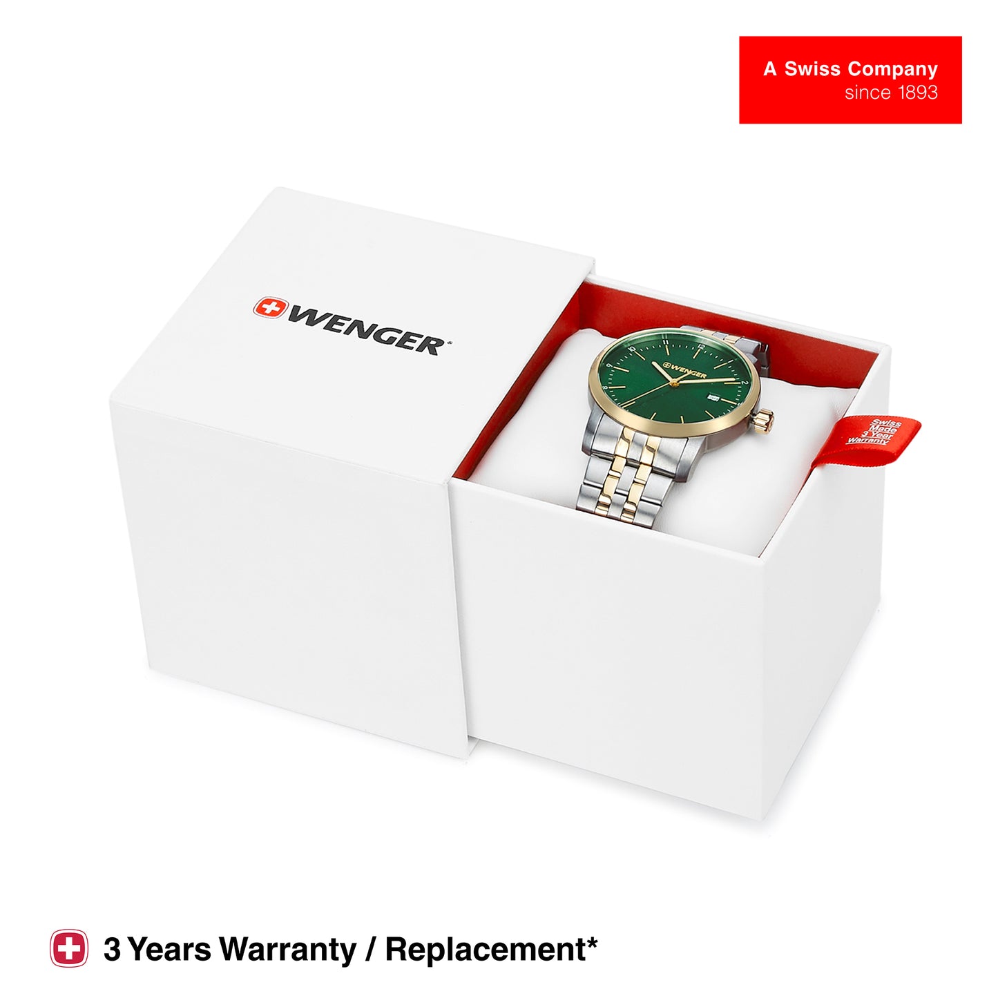 Wenger Urban Classic 42mm Green Dial Men Analog Watch 01.1741.128