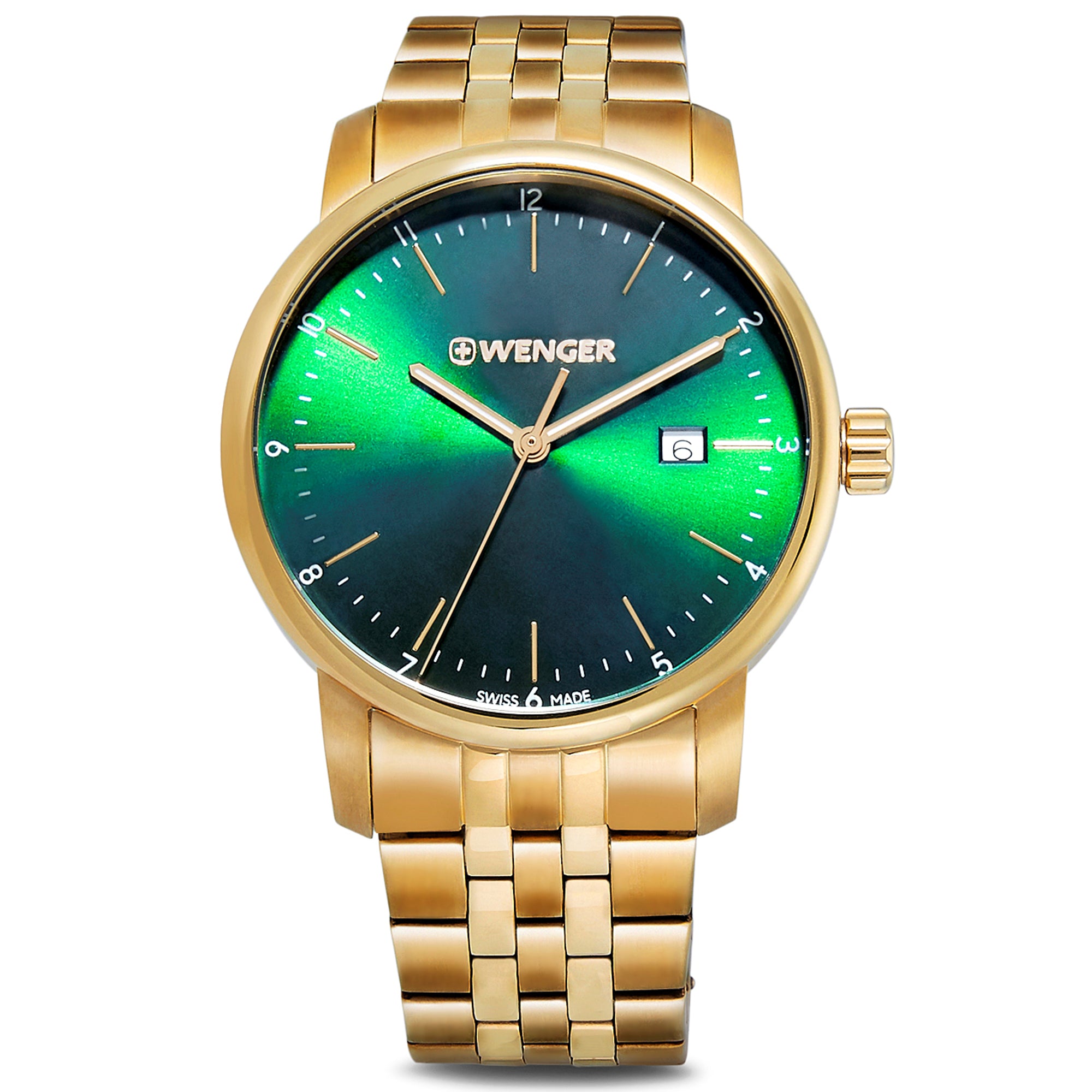Wenger Urban Classic 42mm Green Dial Men Analog Watch 01.1741.129
