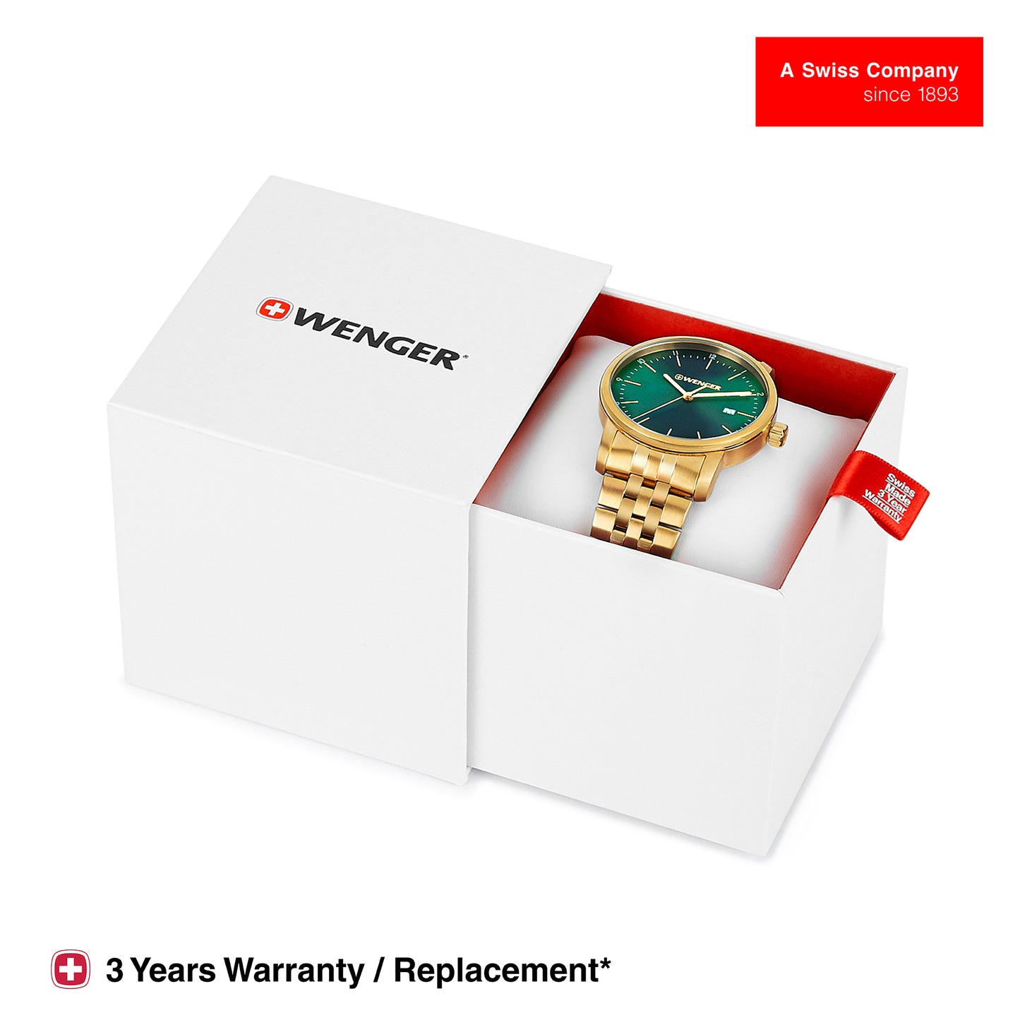 Wenger Urban Classic 42mm Green Dial Men Analog Watch 01.1741.129