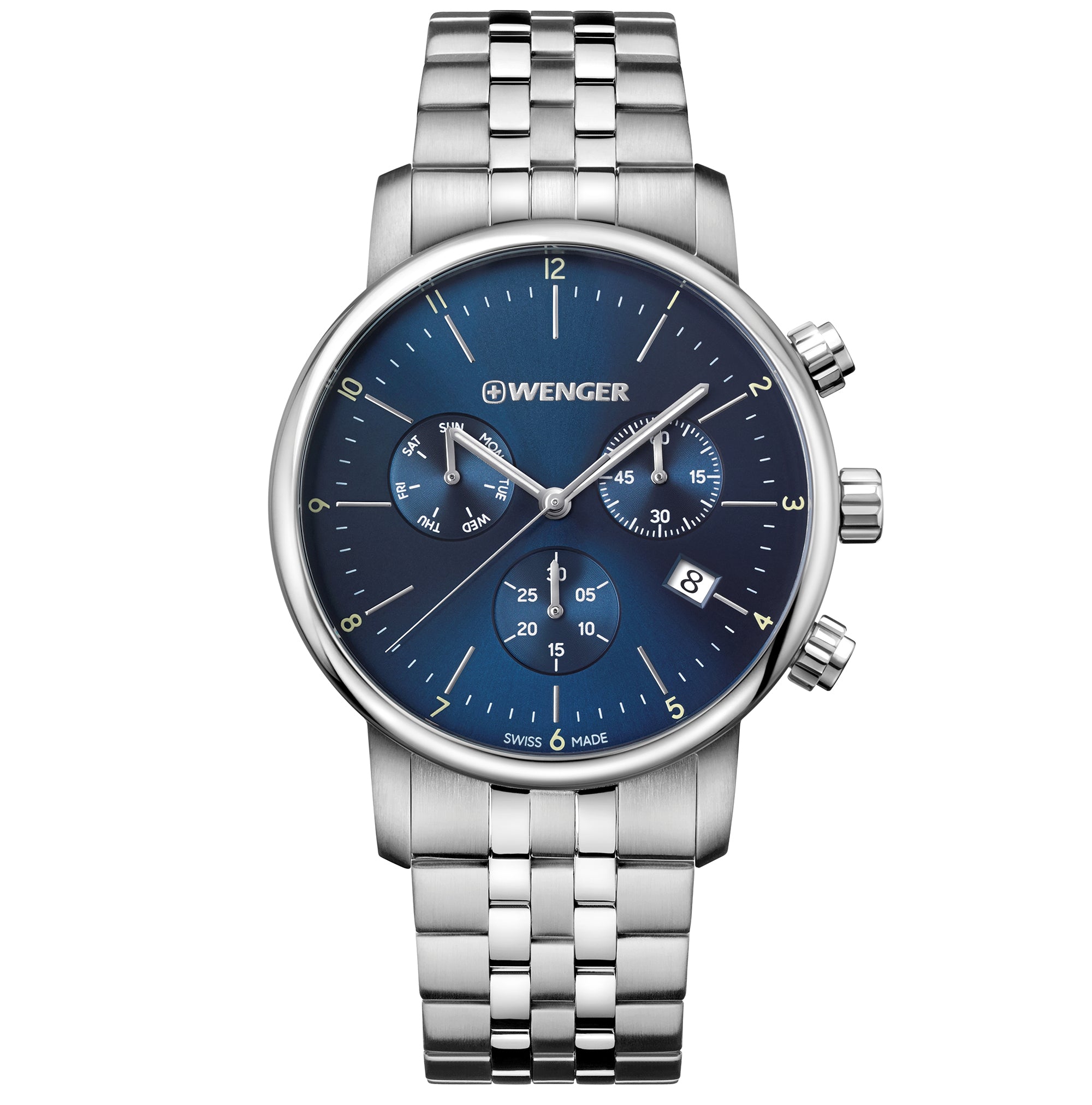 Wenger Urban Classic Chrono 44mm Blue Dial Men Watch 01.1743.105