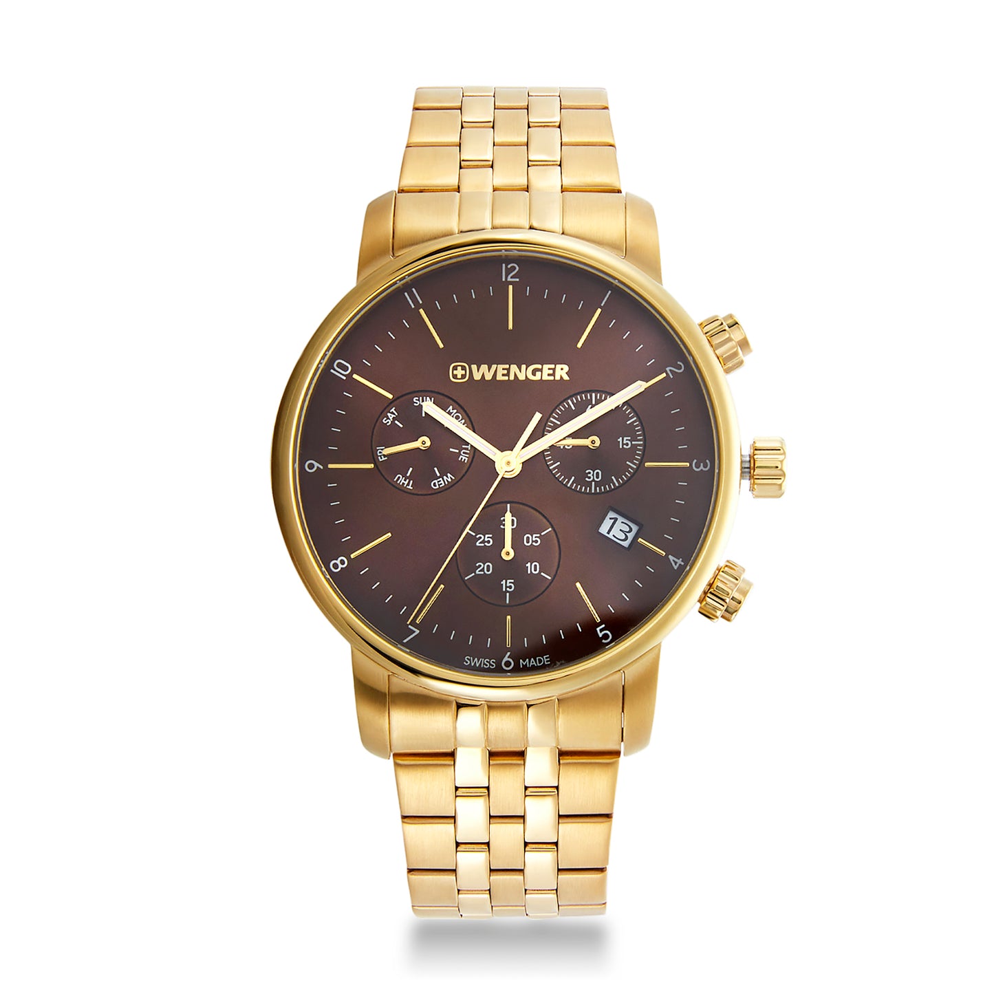 Wenger Urban Classic Chrono 44mm Brown Dial Men Watch 01.1743.110
