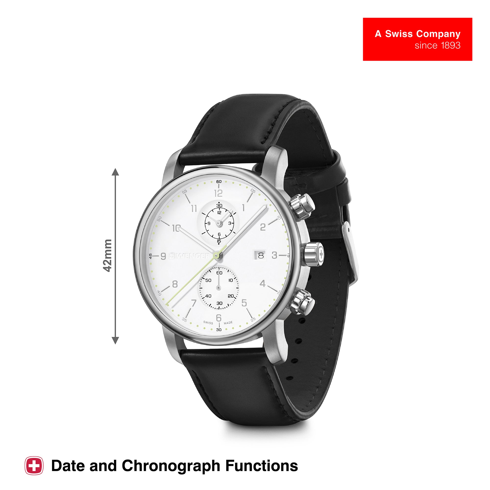 Wenger Urban Classic Chrono 42mm White Dial Men Watch 01.1743.123