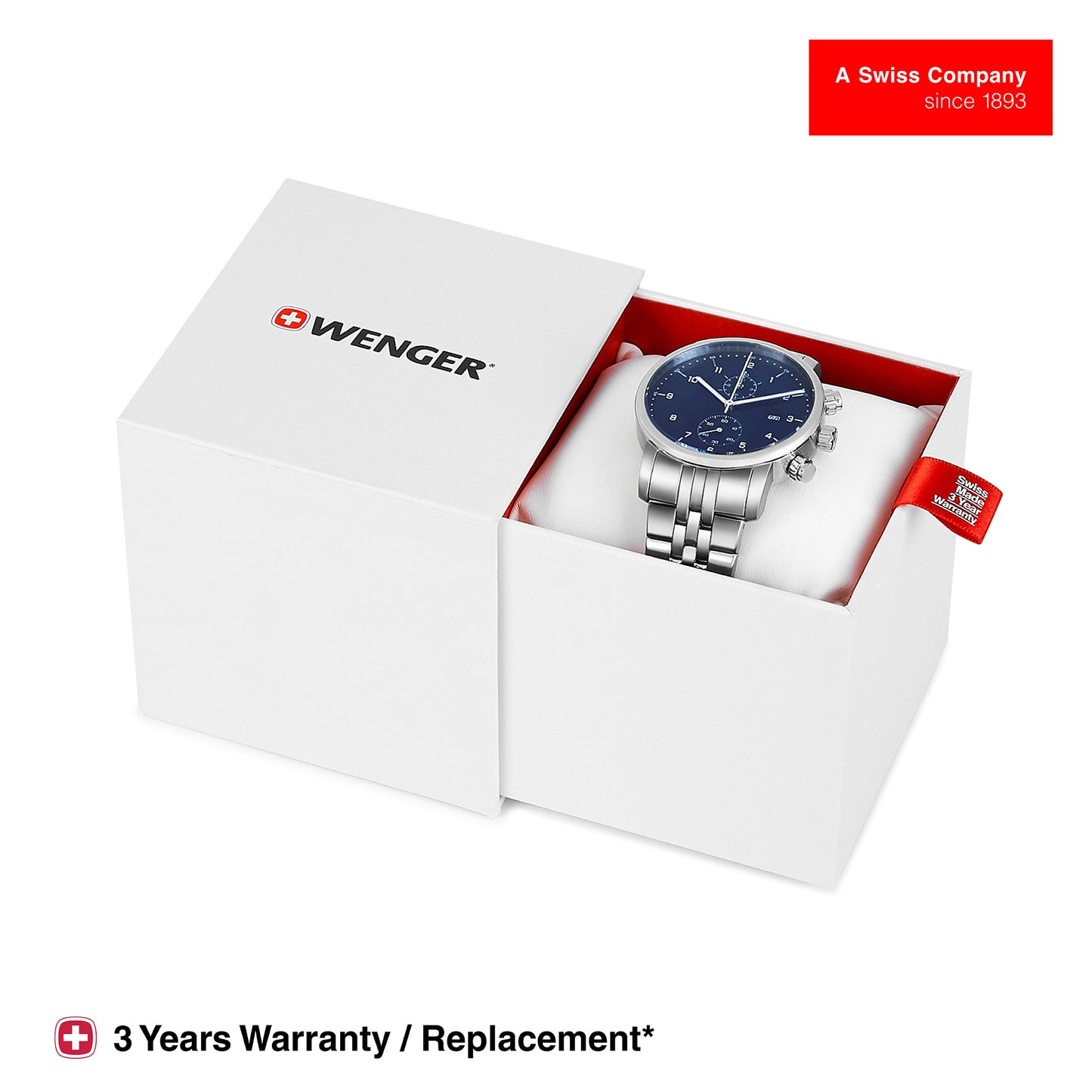 Wenger Urban Classic Chrono 42mm Blue Dial Men Watch 01.1743.124