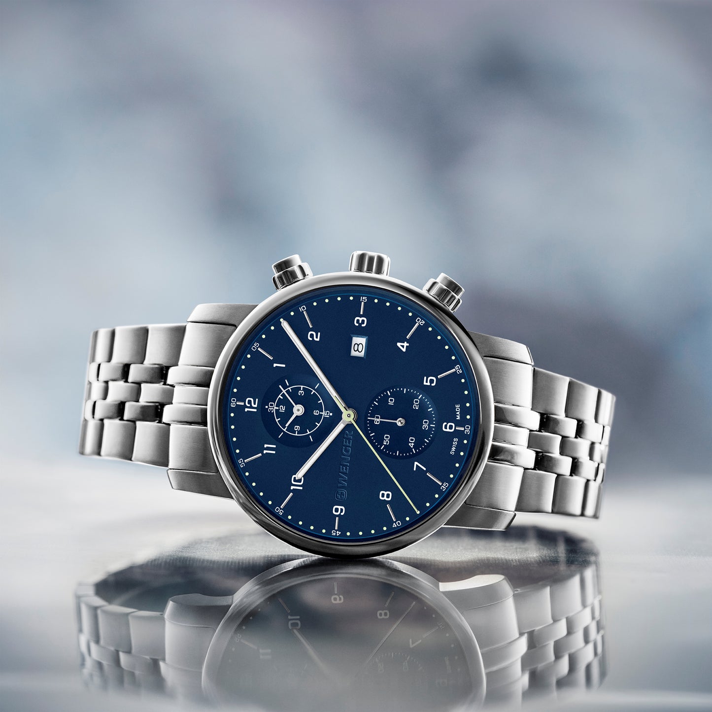 Wenger Urban Classic Chrono 42mm Blue Dial Men Watch 01.1743.124