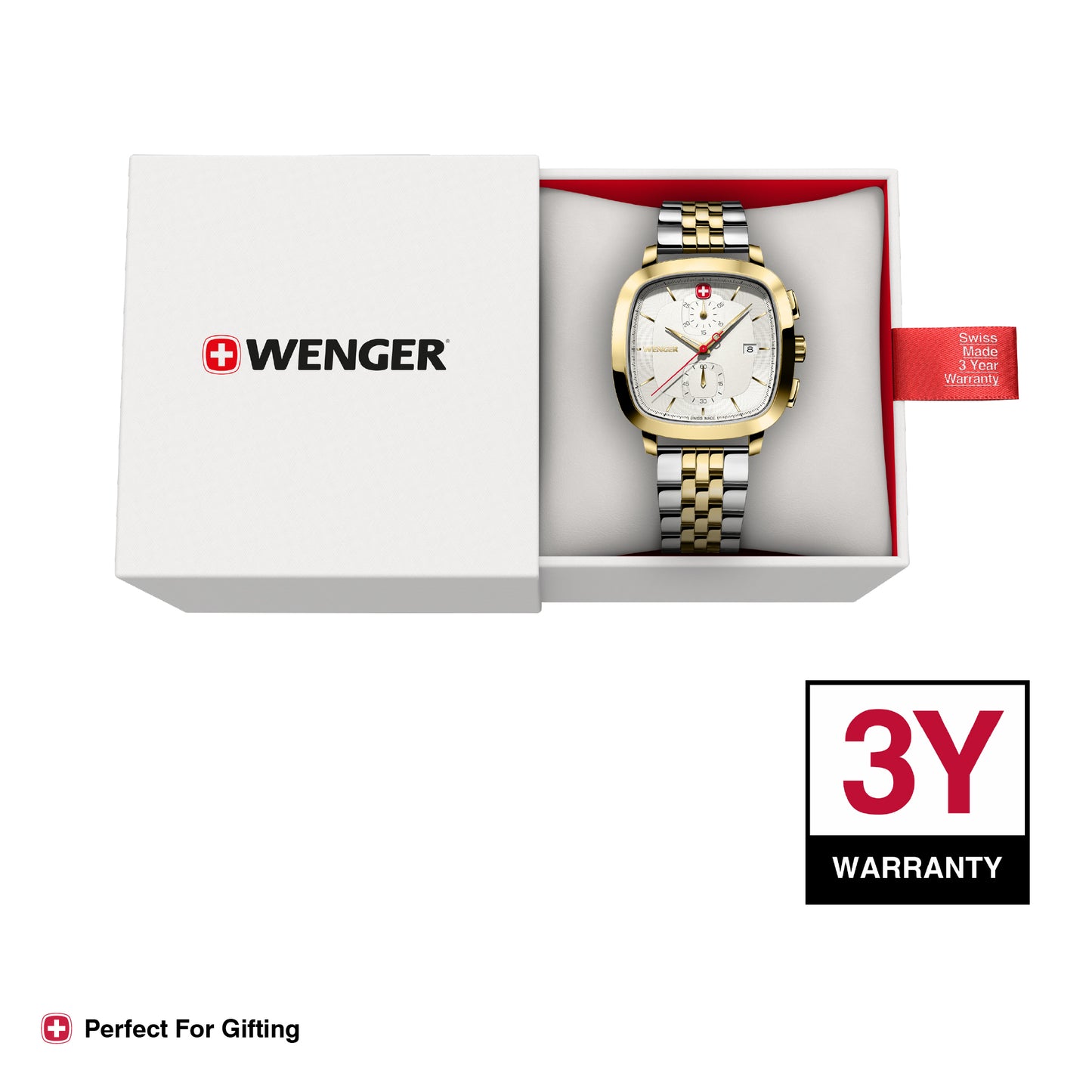 Wenger Vintage Classic White Dial 40mm Men Chrono Watch 01.1933.107