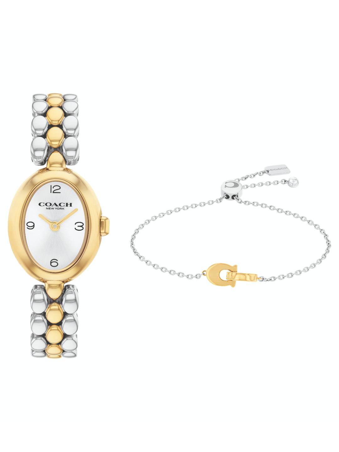 Coach Sammy Qtz Basic Slim Silver White Color Oval Dial Women's Watch - 14000128