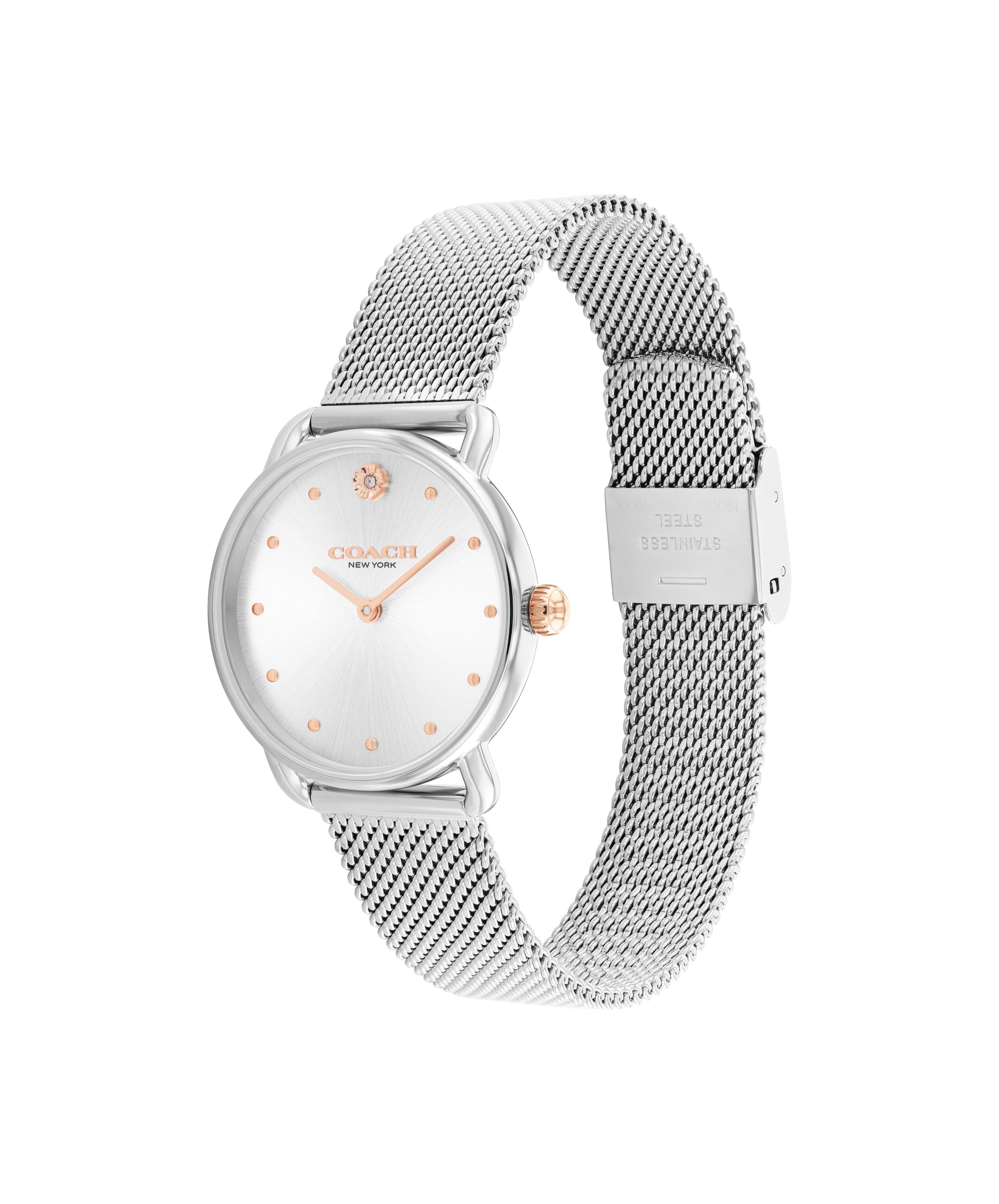 Coach ELLIOT Qtz Basic 28 mm Silver White Dial Women Watch 14504221