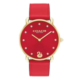 Coach Elliot Women's Analogue Watch with Red Textured Dial and Red Leather Strap