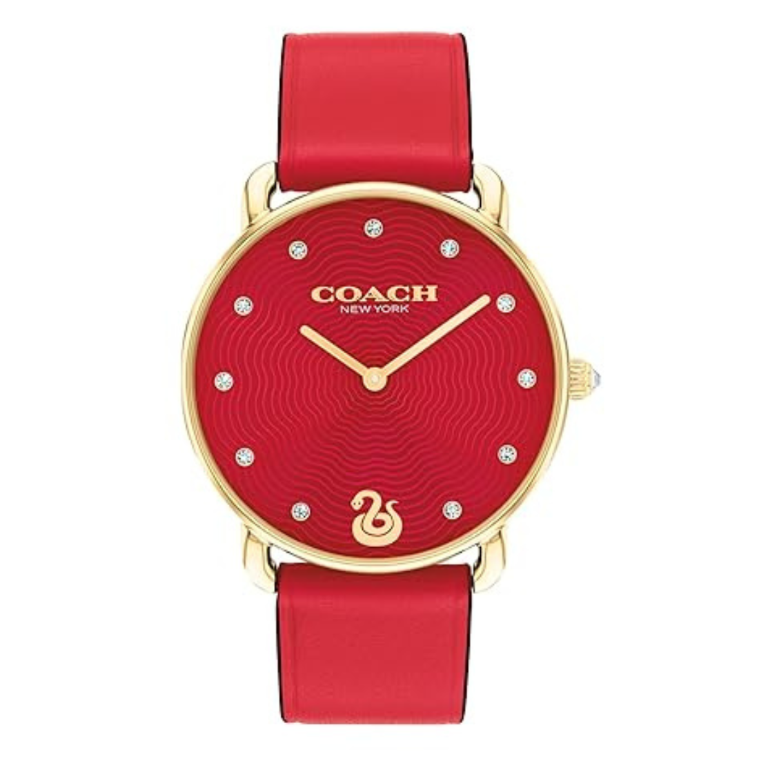Coach Elliot Women's Analogue Watch with Red Textured Dial and Red Leather Strap