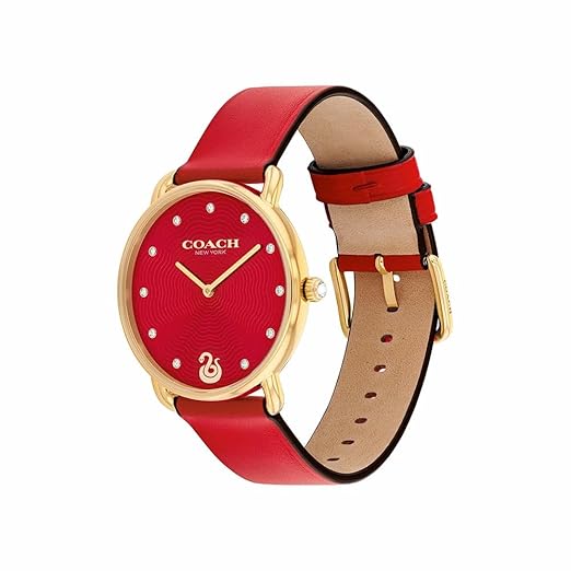 Coach Women 36 mm Quartz Analog Red Dial Synthetic Leather Strap Watch 14504386
