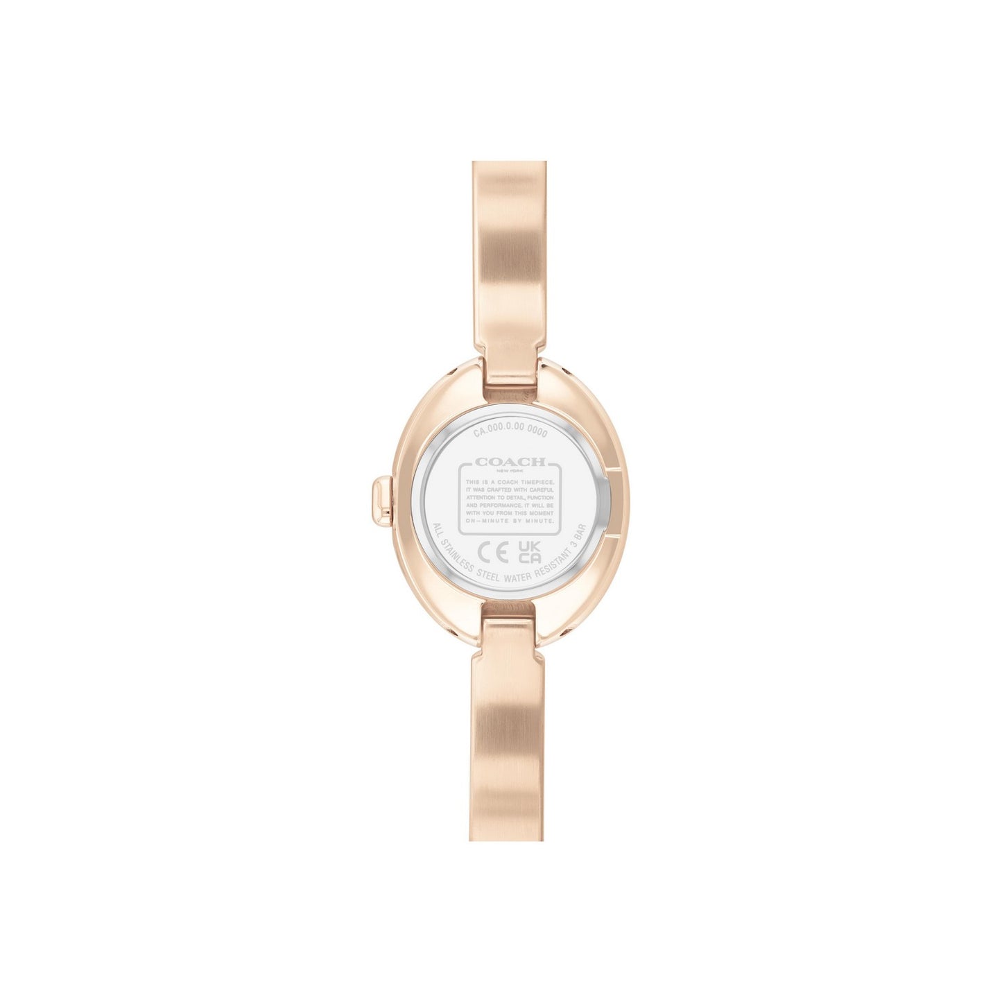 Rose gold watch on a white background