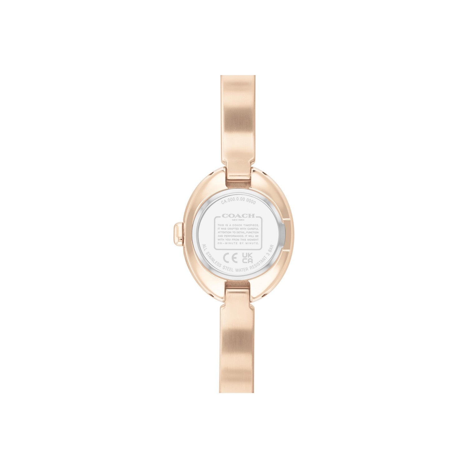 Rose gold watch on a white background