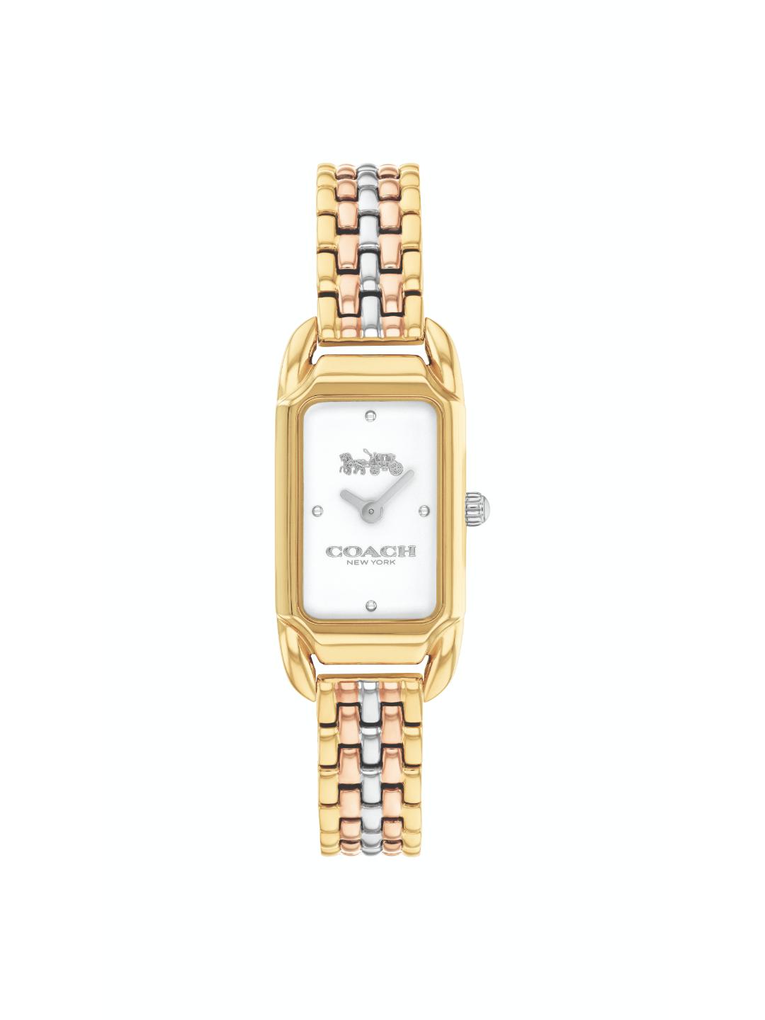 Coach Cadie Qtz Basic Slim Silver White Color Rectangle Dial Women's Watch - 14504550