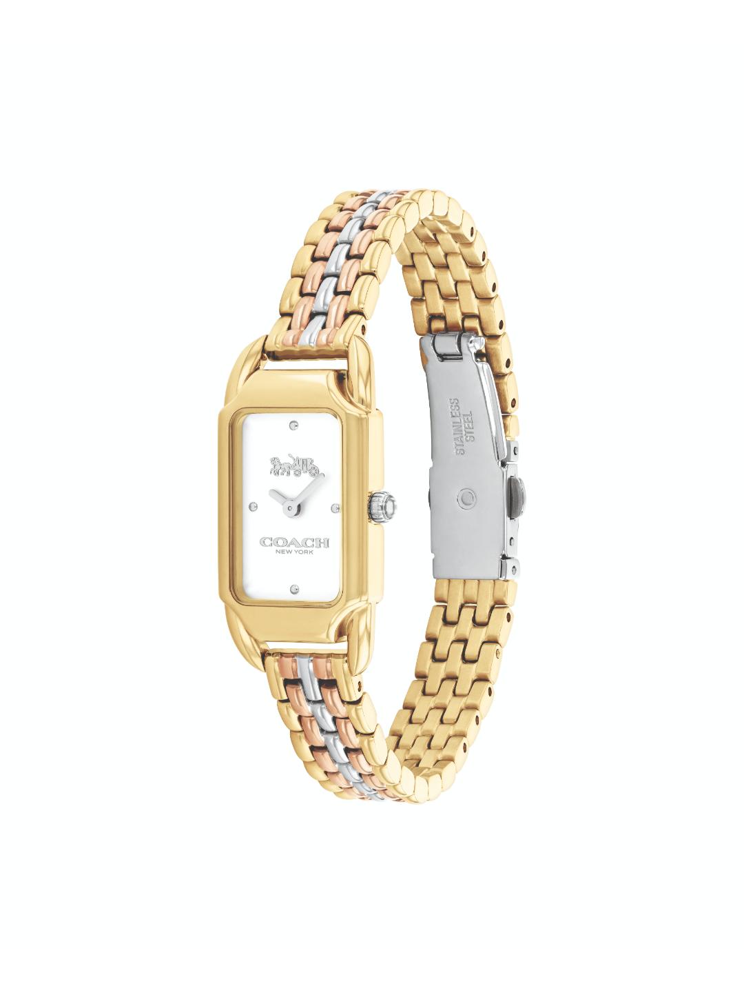 Coach Cadie Qtz Basic Slim Silver White Color Rectangle Dial Women's Watch - 14504550