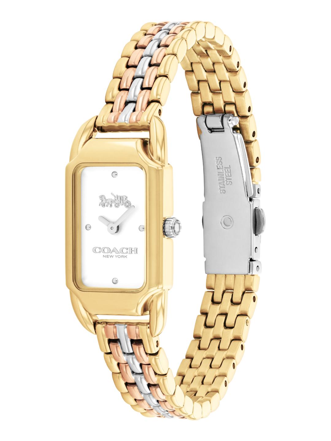 Coach Cadie Qtz Basic Slim Silver White Color Rectangle Dial Women's Watch - 14504550