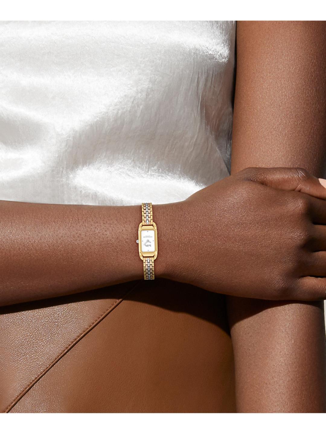 Coach Cadie Qtz Basic Slim Silver White Color Rectangle Dial Women's Watch - 14504550