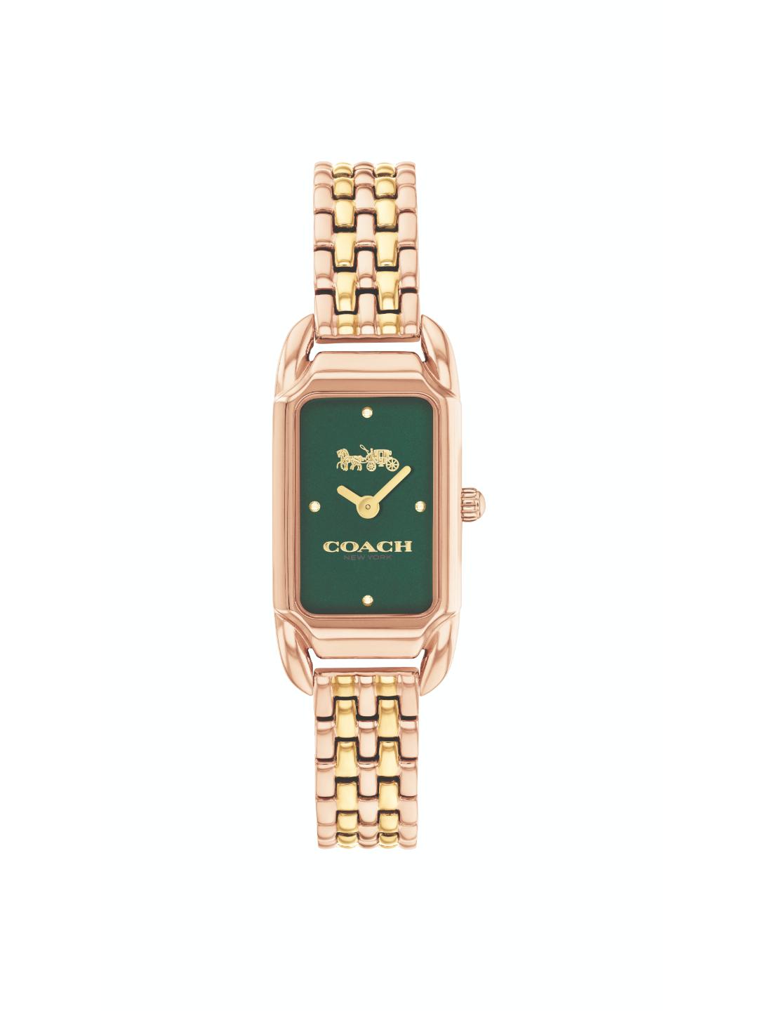 Coach Cadie Qtz Basic Slim Green Color Rectangle Dial Women's Watch - 14504551