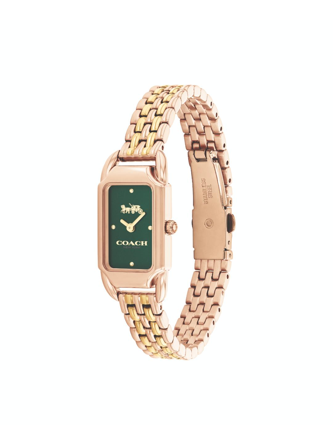 Coach Cadie Qtz Basic Slim Green Color Rectangle Dial Women's Watch - 14504551