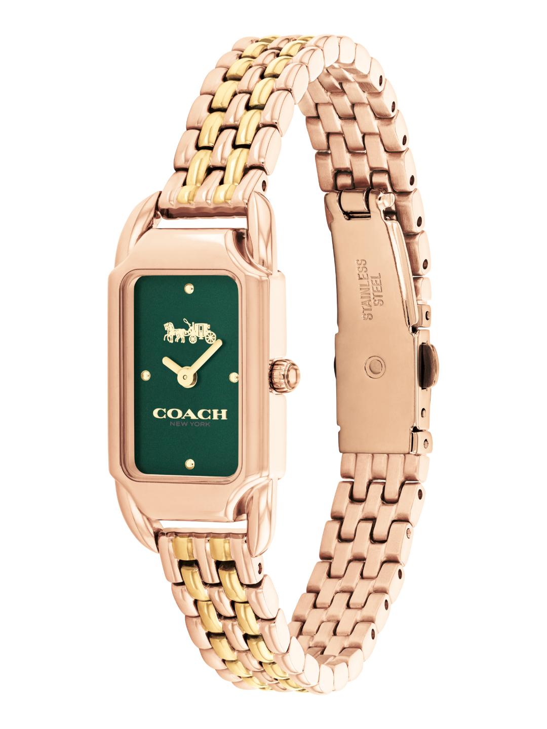 Coach Cadie Qtz Basic Slim Green Color Rectangle Dial Women's Watch - 14504551