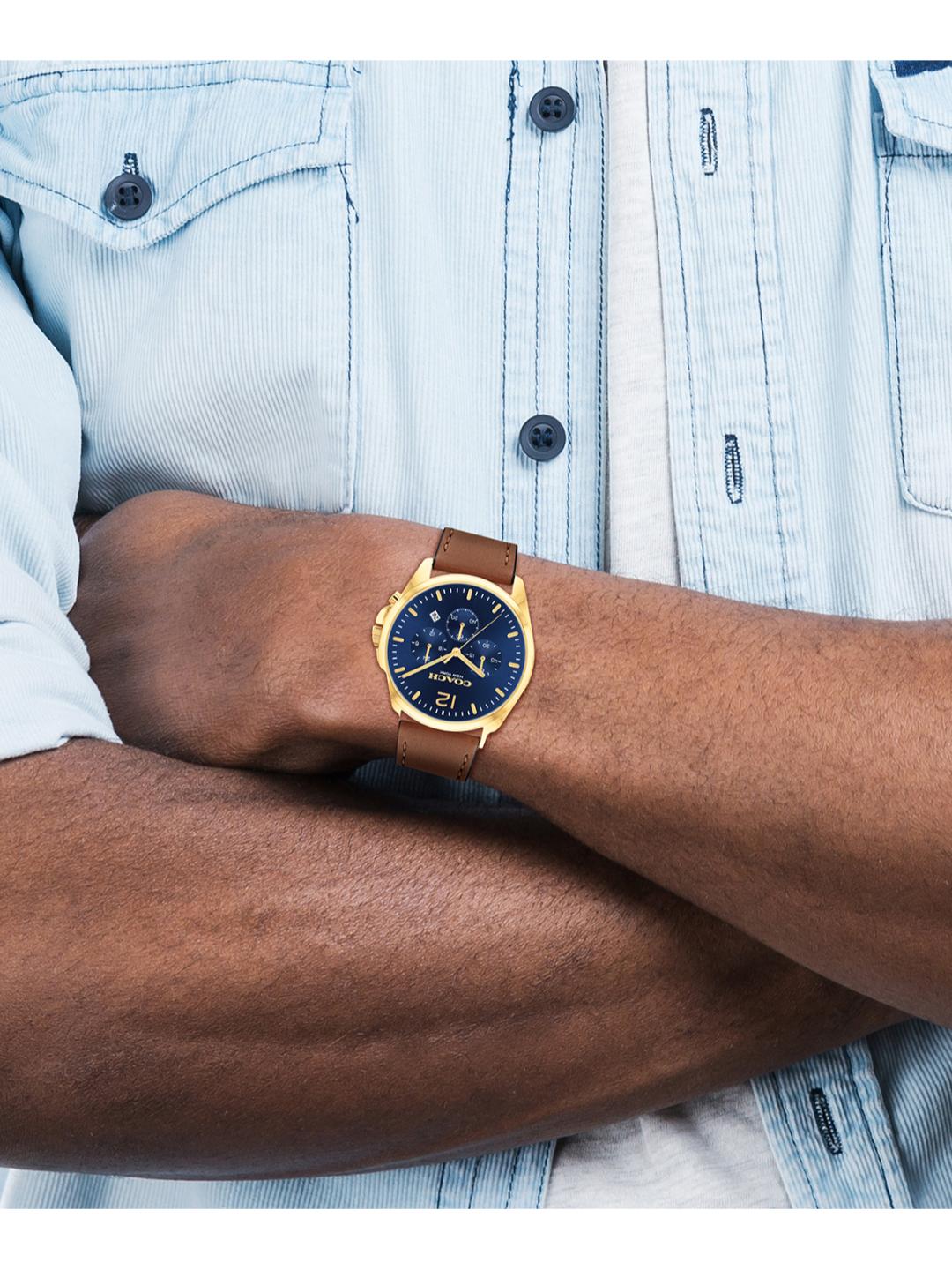 Coach Greyson Qtz Fashion Chrono Dark Blue Round Dial Men's Watch 14602629