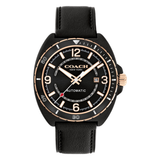 Title: Coach Men 44.5 mm Automatic Analog Black Dial Black Leather Strap Watch 14602734