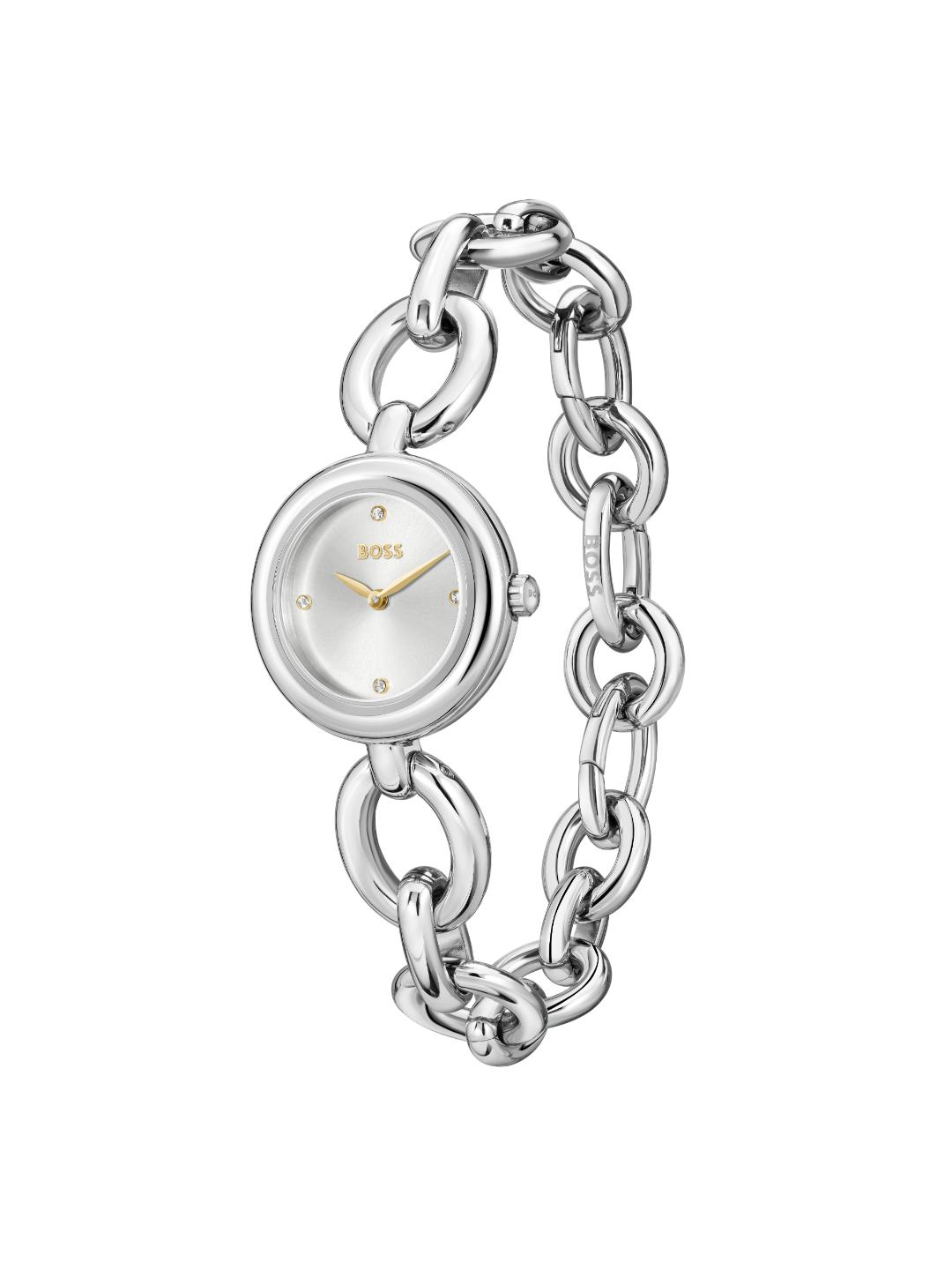 Boss Live Qtz Basic Slim Silver White Round Dial Women's Watch 1502791