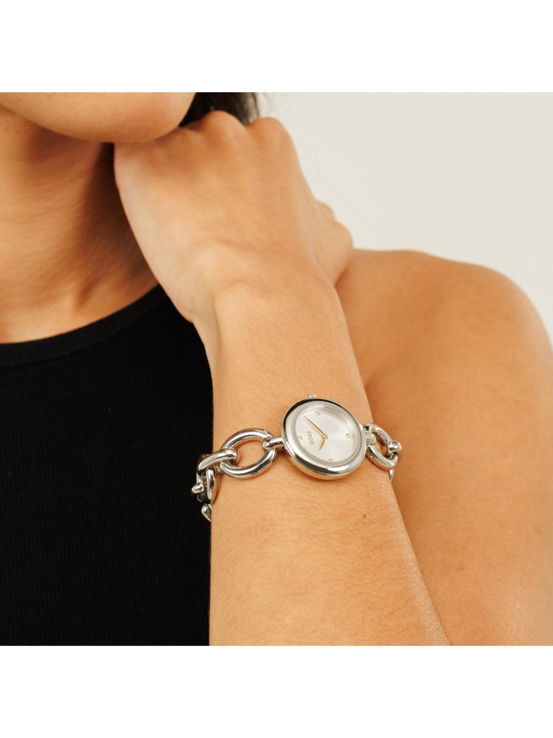 Boss Live Qtz Basic Slim Silver White Round Dial Women's Watch 1502791