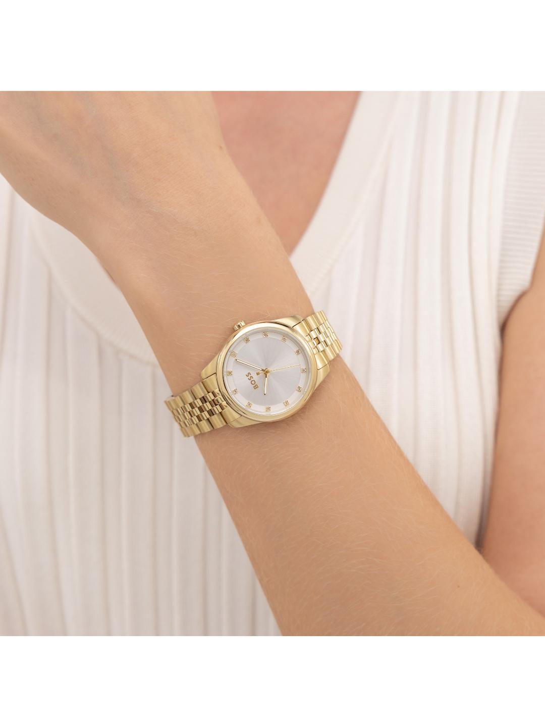 Boss Graceful Precious Qtz Basic 32 mm Silver White Dial Women Watch 1502810