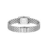 Silver stainless steel watch band with a rectangular case end and a visible BOSS logo on the clasp, shown against a plain white background.