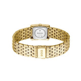 Gold watch with visible brand logo on a white background