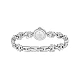 A silver-tone metal bracelet watch band with a round bezel and a visible BOSS TOYOTRADING logo on the back, set against a plain white background.