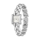 A silver-tone stainless steel watch by HUGO BOSS with a rectangular case and a matching link bracelet, shown on a plain white background.