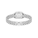 Silver BOSS women's watch with a stainless steel link bracelet, shown from the back on a white background.
