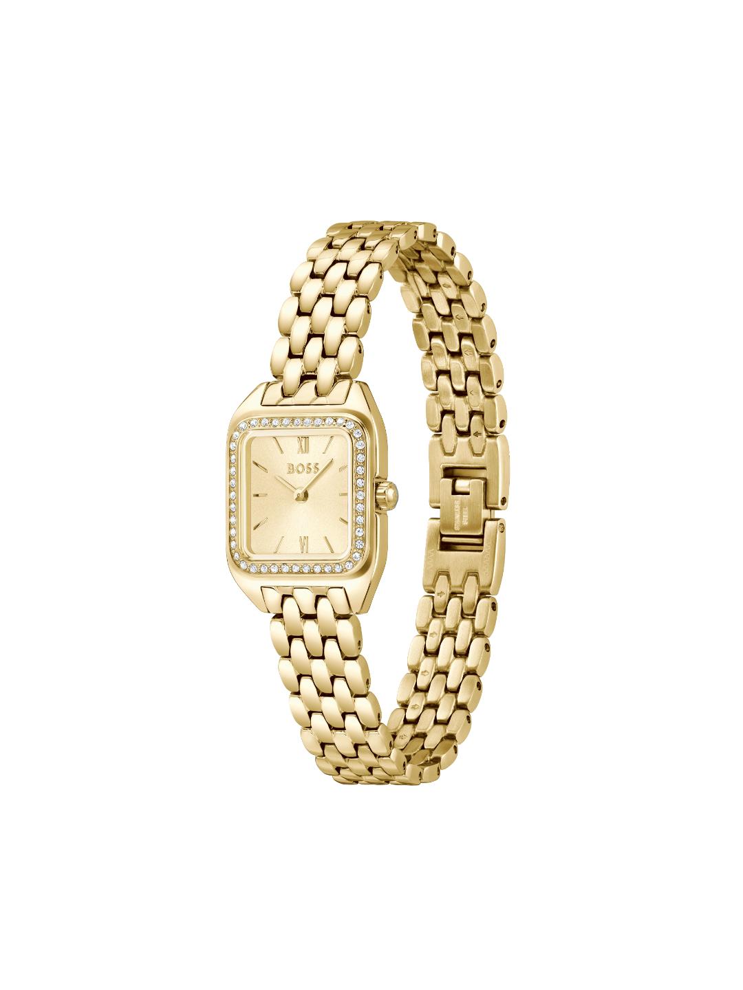 Boss Mae Petite Qtz Basic Mini Gold Rectangle Dial Women's Watch 1502883