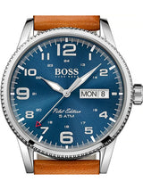 Boss Pilot Vintage Qtz Basic Calendar Blue Round Dial Men's Watch 1513331