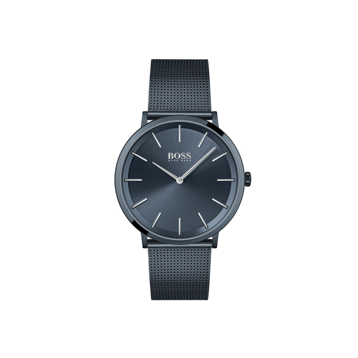 BOSS Skyliner Qtz Slim Blue Round Dial Men's Watch Ionic Plated Dark Blue Steel, Blue Band, Analog Display 1513827