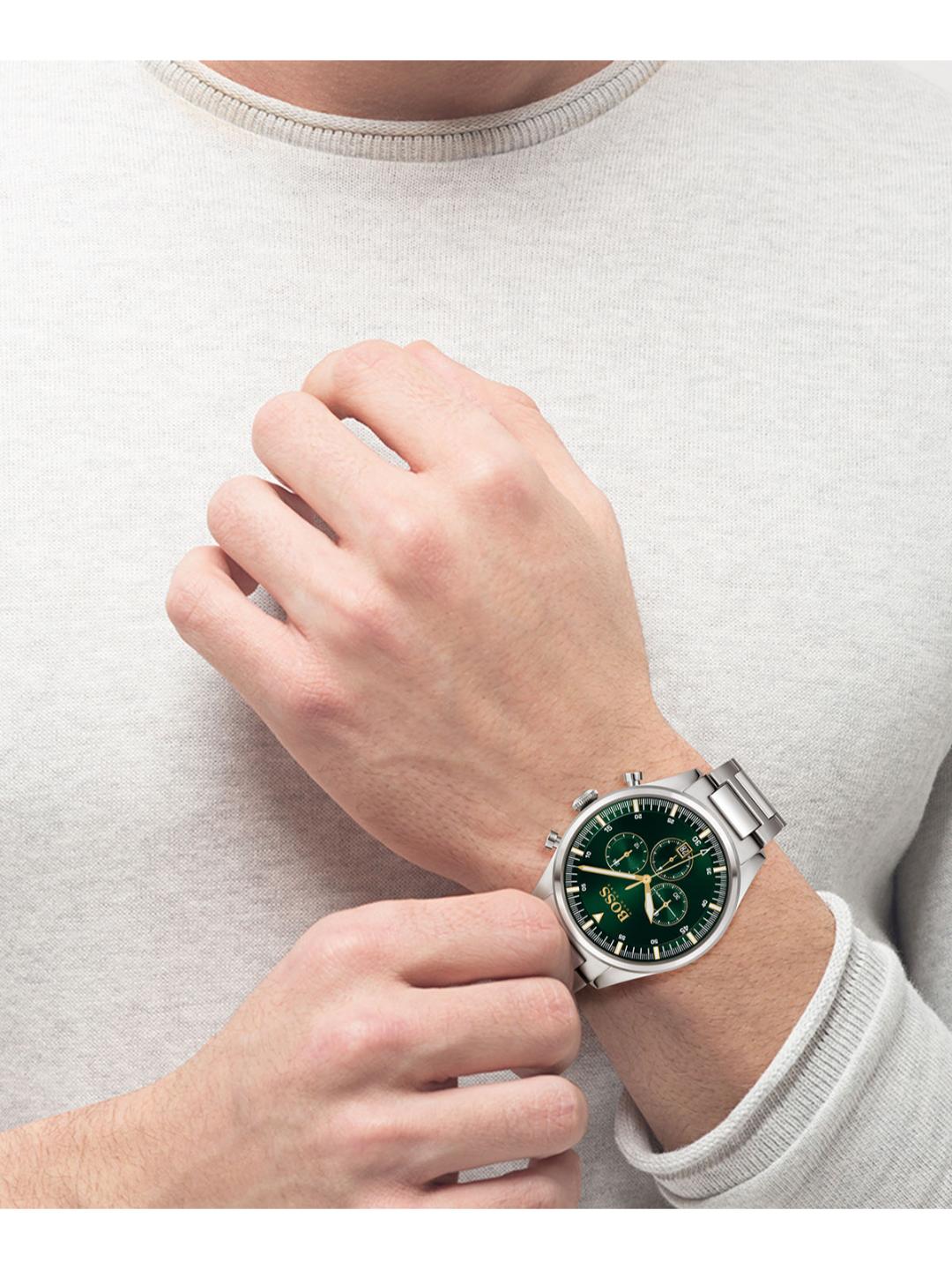Boss Pioneer Qtz Fashion Chrono 44 mm Green Dial Men Watch 1513868