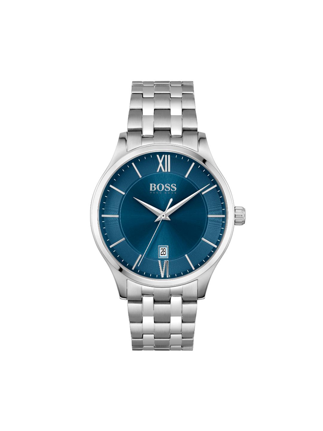 Boss Elite Qtz Basic Calendar Blue Round Dial Men's Watch 1513895