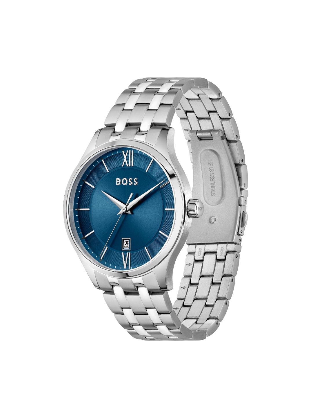 Boss Elite Qtz Basic Calendar Blue Round Dial Men's Watch 1513895