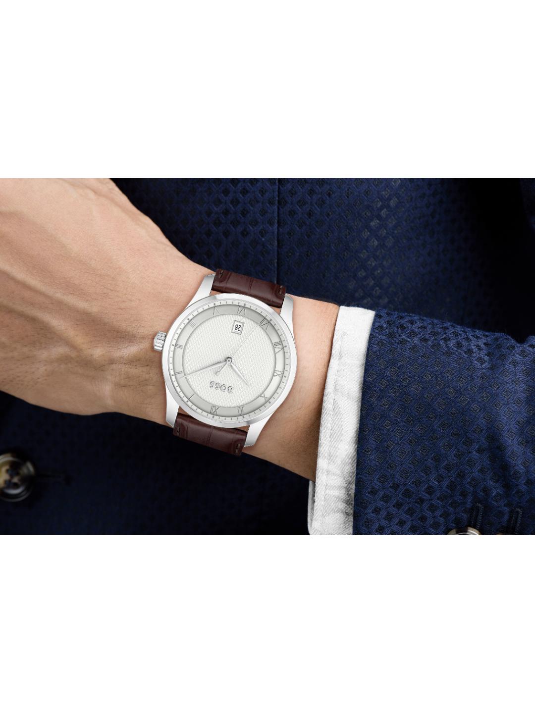 Boss Principle Qtz Basic Calendar 41 mm Silver White Dial Men Watch 1514114