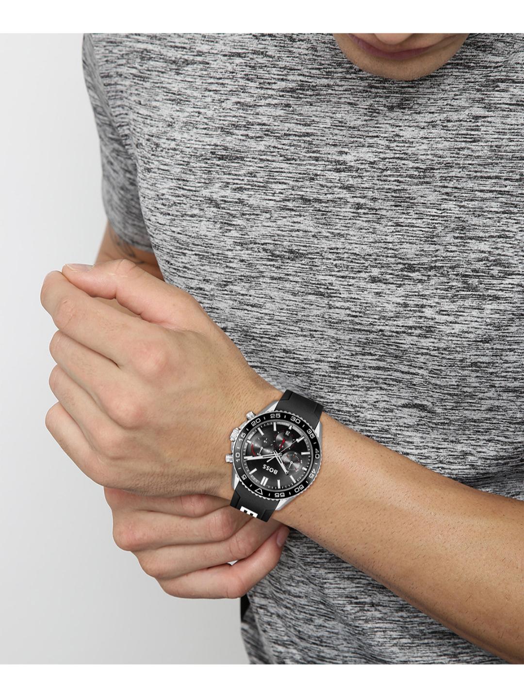 Boss Runner Qtz Fashion Chrono 44 mm Black Dial Men Watch 1514141