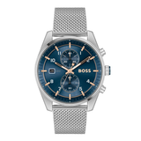 Boss Skytraveller Qtz Fashion Chrono 44 mm Blue Sunray Dial Men Watch 1514149
