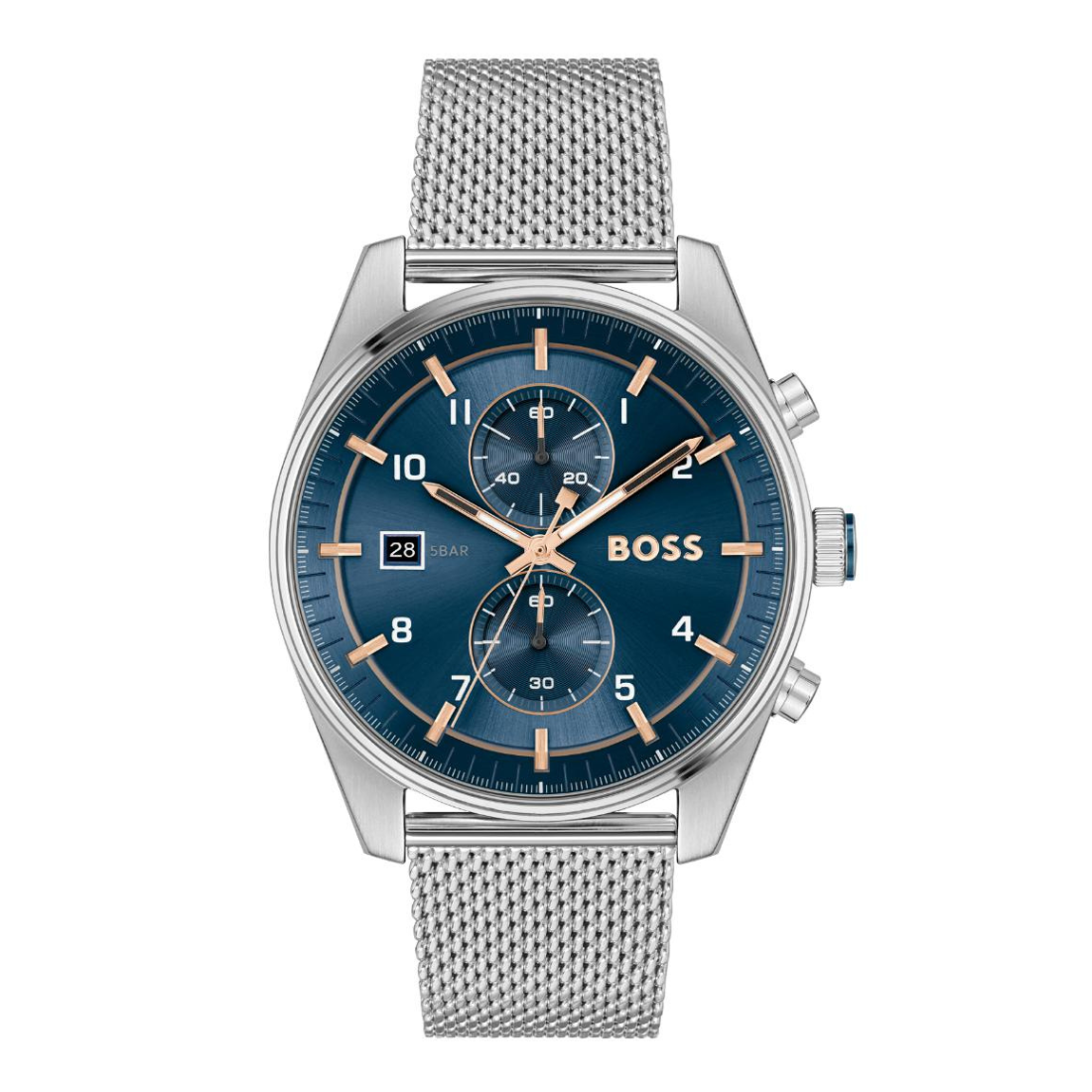 Boss Skytraveller Qtz Fashion Chrono 44 mm Blue Sunray Dial Men Watch 1514149