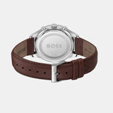 Hugo Boss Men 42 mm Quartz Analog Grey Dial Synthetic Leather Strap Watch 1514155