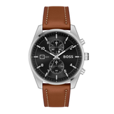 Boss Skytraveller Qtz Fashion Chrono 44 mm Black Sunray Dial Men Watch 1514161