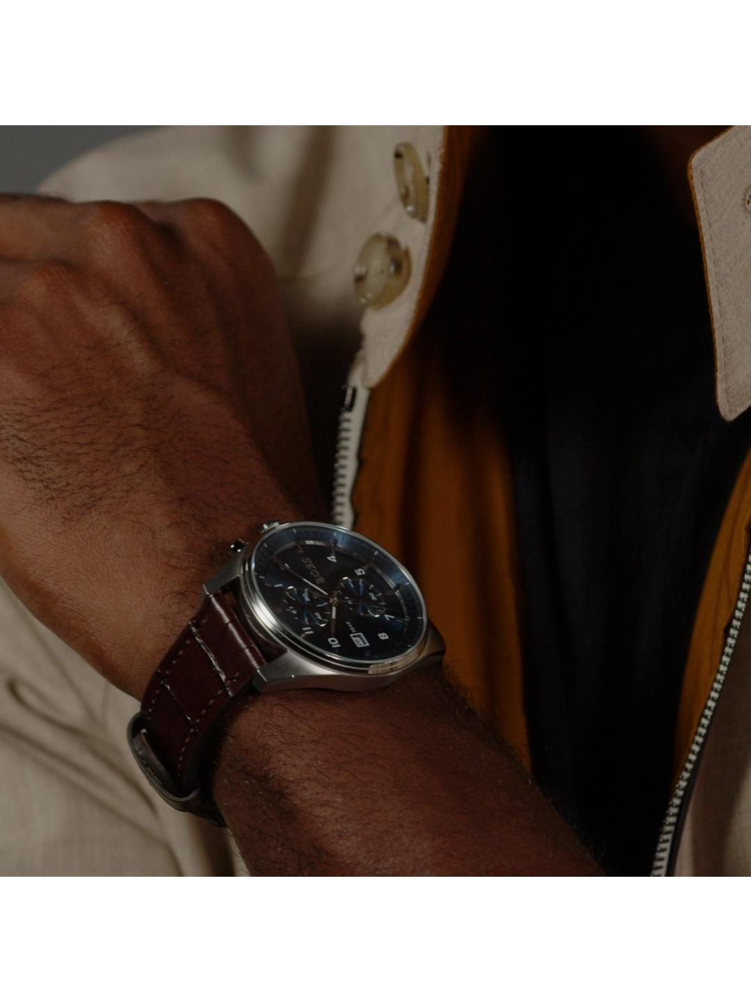 Boss Skytraveller Qtz Fashion Chrono 44 mm Blue Dial Men Watch 1514194